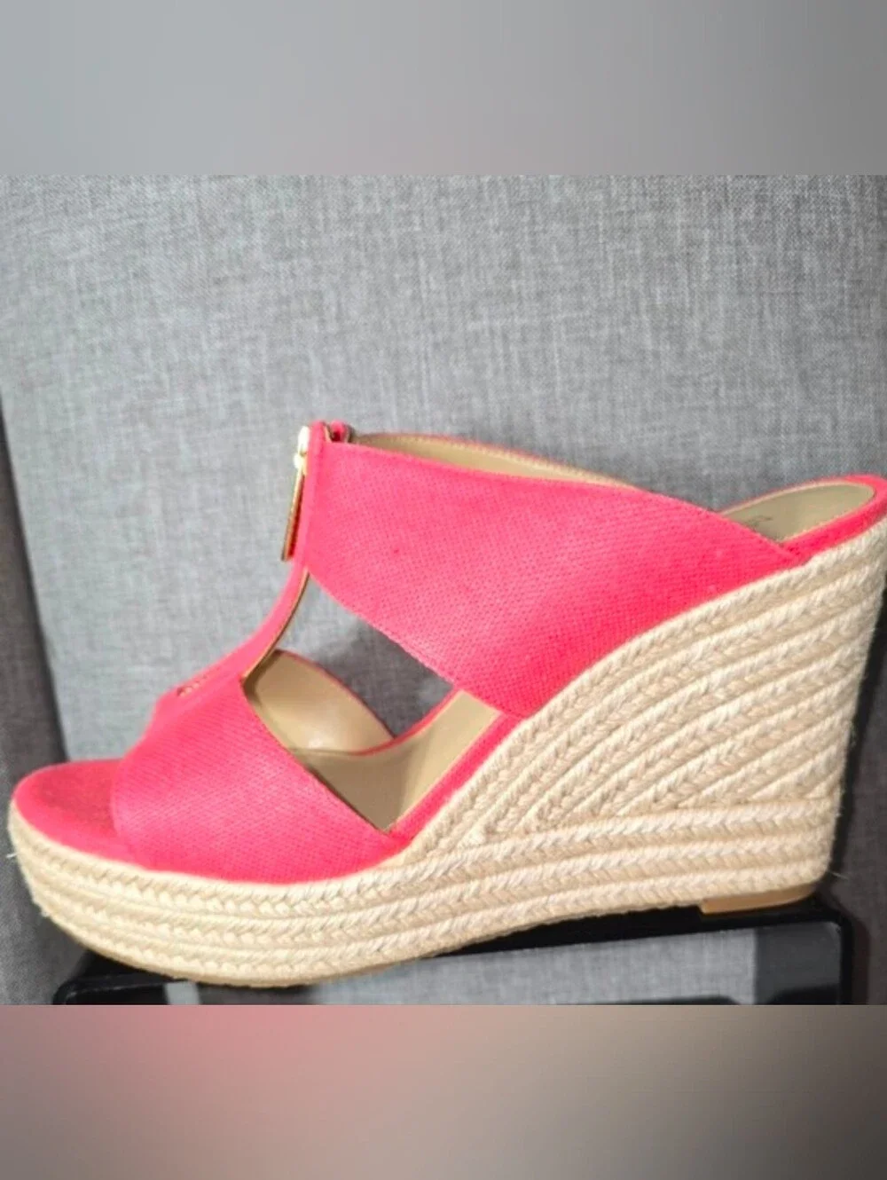 Michael Kors Women's Bradley Canvas Espadrille Wedge Geranium